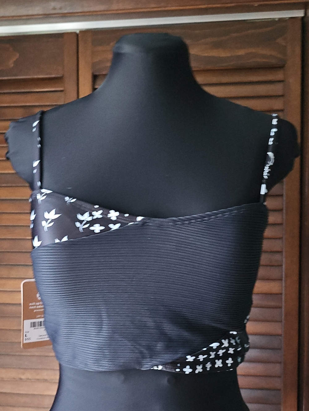 Nani Swimwear Black & White Bathing Suit Top Women's Size Large NWT